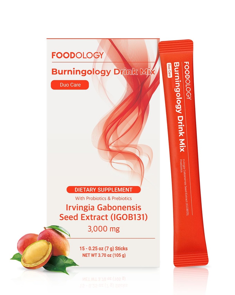 FOODOLOGÍA Burningology Drink Mix (15 días) - African Mango (Irvingia Gabonensis) Seed Extract. Cuerpo sano y Boosto Probiótico.