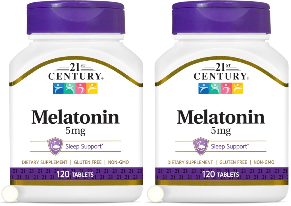 21st Century Melatonin 5 mg Tablets, 120 Count (Pack of 2)