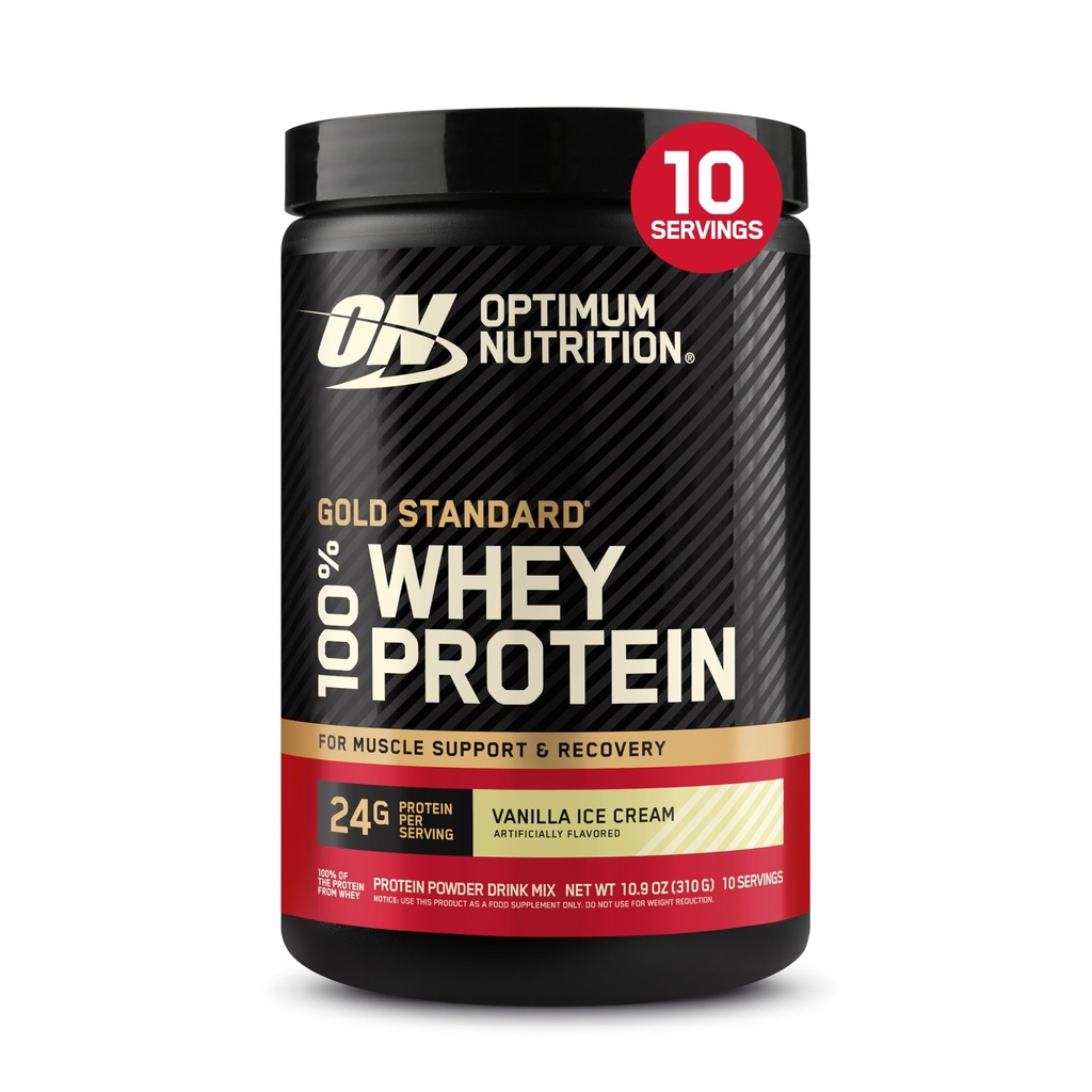 Optimum Nutrition Gold Standard 100% Whey Protein Powder, Vanilla Ice Cream, 0.68 Pound (Pack of 1)
