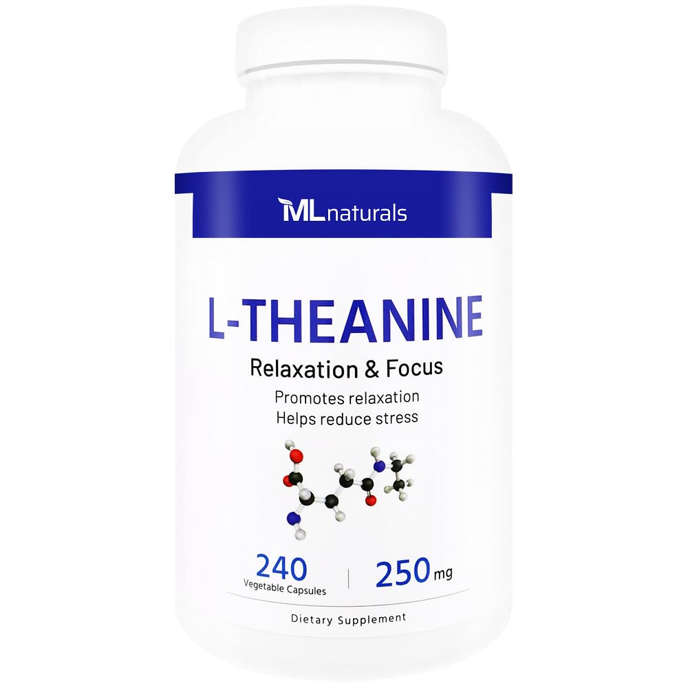 ML Naturals L-Theanine 250mg (Per Serving) – 240 Vegetable Capsules – Non-GMO & Gluten-Free