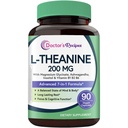 Doctor's Recipes L-Theanine 200 mg, Magnesium Glycinate, Ashwagandha, Inositol, Vitamin B6 B1 B2, Calm Relaxation Mood Cortisol Manager Nerve Focus Sleep Aid Quality No Drowsiness, Vegan, 90 Capsules