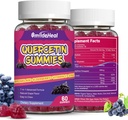 2 Pack Quercetin Gummies 1200MG, Quercetin Gummies with Bromelain, Zinc Vitamin C, Immune System Vegan Gummy for Adult &amp; Kid, 120 Vegan