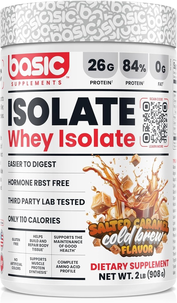 Basic Whey Protein Isolate, 26g Protein, 0g Fat, Gluten-Free, RBST-Free, Rapid Absorption, 110 Calories