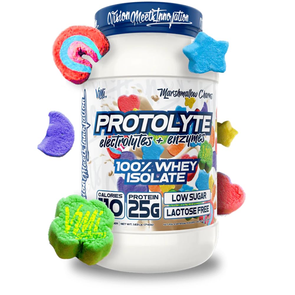 VMI Sports | ProtoLyte Whey Isolate Protein Powder | Low Calorie Whey for Weight Loss and Muscle Gain | Digestive Enzymes | Non-GMO (1.6 lb, Marshmallow Charms)
