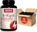 Jarrow Formulas B-Right,Optimized B Complex Destacando Vit B1,B2,B5,B6,B12 y B9 para apoyar la energía celular, la salud inmune y la gestión del estrés,100 cápsulas vegetarianas, hasta un suministro de 100 días, paquete de 12