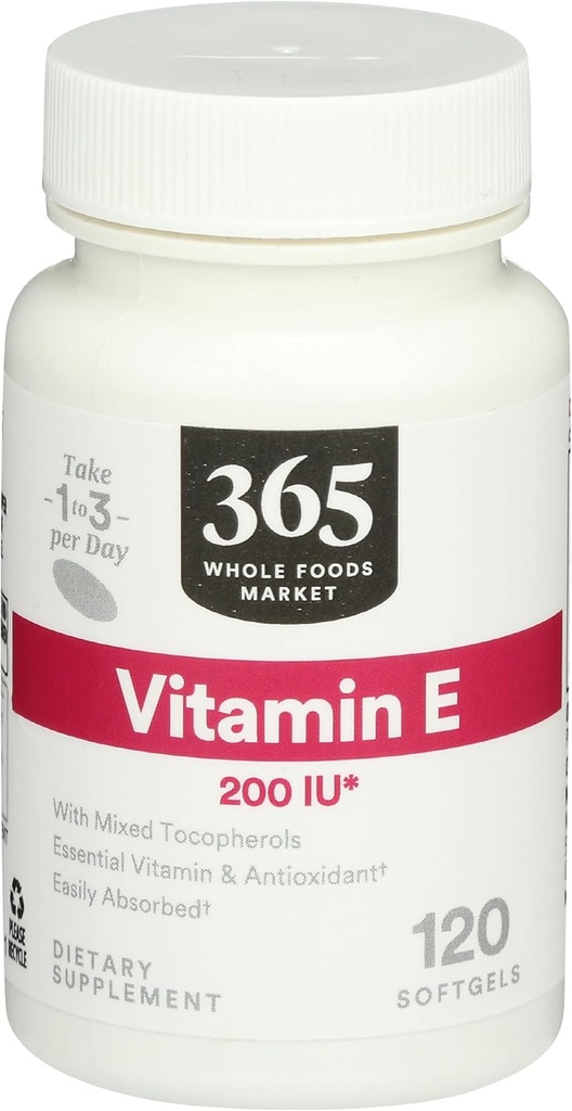 365 by Whole Foods Market, Vitamina E 200 UI, 120 CT