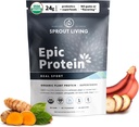 Sprout Living, Epic Protein, Plant Based Protein & Superfoods Powder, Real Sport TEN 24 Grams Organic Protein Powder, Recovery, Vegan, Non Dairy, Non-GMO, Gluten Free, Low Sugar (1 libra, 12 servidos)