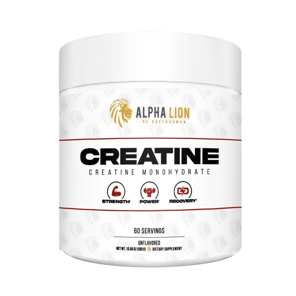 ALPHA LION Creatine Monohydrate Powder, 5000mg Per Serving (5g), Supports Muscle Strength, Power, Athletic Performance, Pure Creatina Monohydrata en Polvo Supplement (60 Servings, Unflavored)
