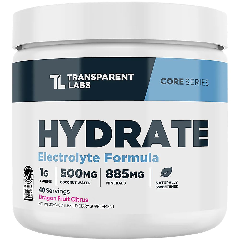 Transparent Labs Hydrate a Electrolyte Formula a Dragon Fruit Citrus (0.74 lbs./40 Servings)