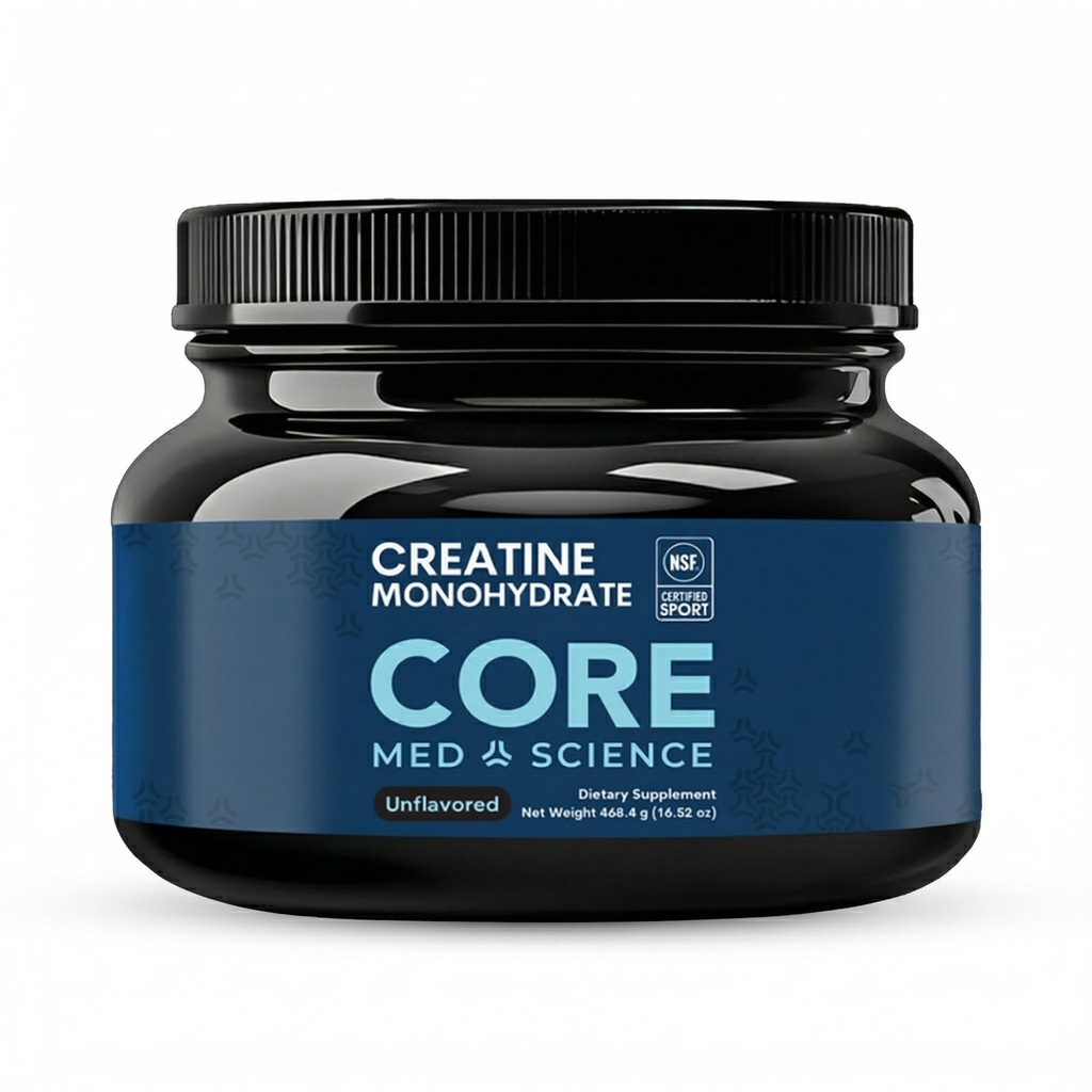 Core Med Science Creatine Monohydrate Powder, Unflavored - 5g of Pure Micronized Creatine Powder Supplement for Workout Performance, Muscle Growth & Recovery - NSF Certified for Sport for Men & Women