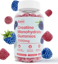 Cretina Monohydrate Gummies for Men &amp; Women - High Purity Sour Blue Raspberry- Chewable Creatine Infused Gummy for Muscle Strength & Energy Boost, Bioavailable Pre-Workout Suplemento