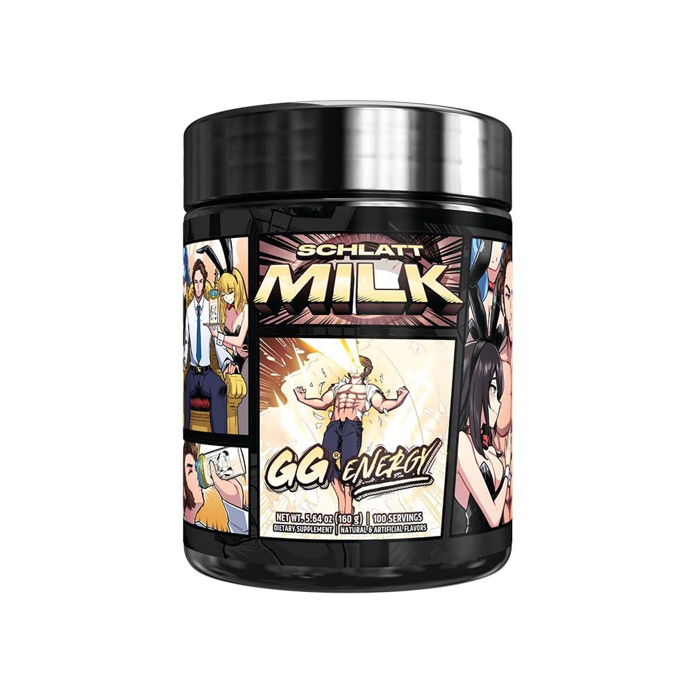 Gamer Supps GG Energy - Schlatt Milk by jschlatt (100 Servings) - Keto Friendly Gaming Energy and Nootropic Blend, Sugar Free + Organic Caffeine + Vitamins + Immune Support, Powder Drink