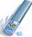 Vaydeer 7 días organizador semanal de píldoras (Apoyo 2 veces al día), caja de la pila de metales, gran capacidad Caja de la pila diaria para suplementos, píldoras, vitaminas y medicamentos (en azul)