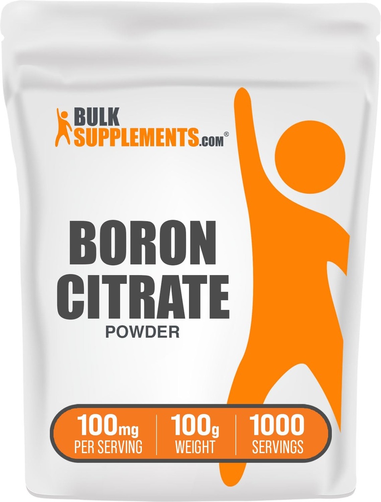 BulkSupplements.com Boron Citrate Powder - Boron Supplement for Men & Women, Food Grade - for Bones & Joints Support, 100mg per Serving, 100g (3.5 oz) (Pack of 1)