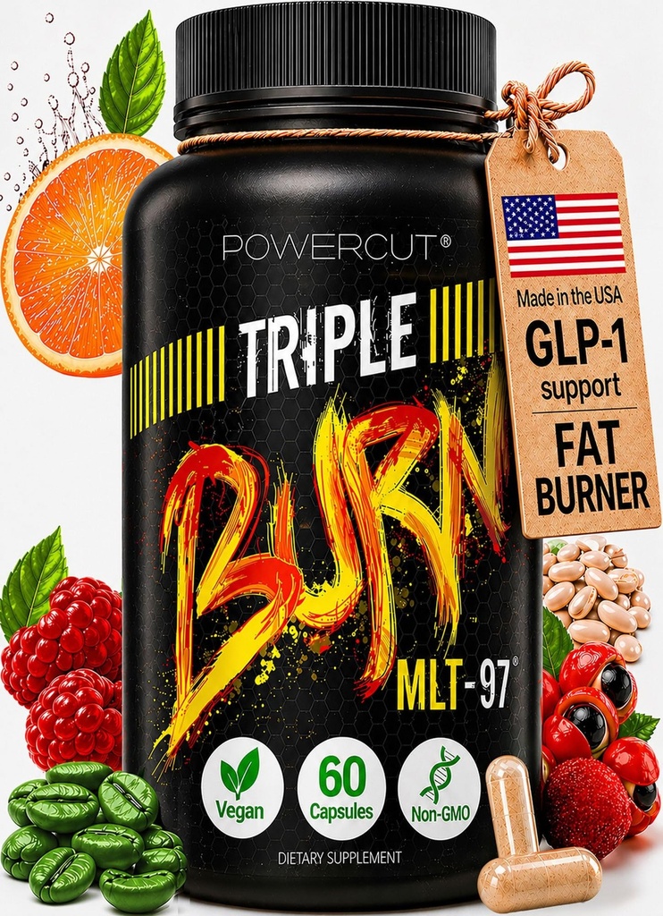 Píldoras triples de pérdida de peso para mujeres &amp; hombres, quemador de grasa GLP-1 Support, supresivo, píldoras dietéticas con extracto de café verde &amp; Cayenne (60 cápsulas)