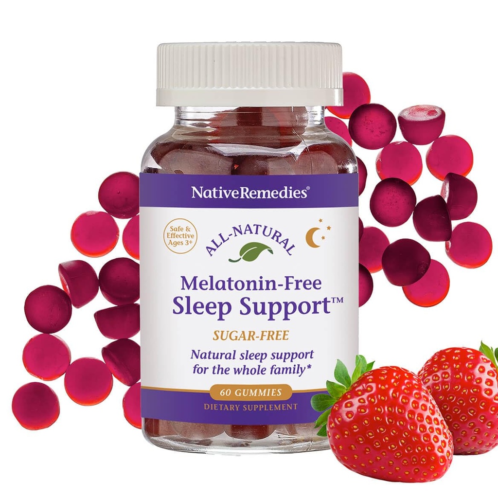 Native Remedies Melatonin-Free Sleep Gummies – Sugar-Free Herbal Formula with GABA, Magnesium, L-Theanine & Valerian – Sleep Aid Natural Support for Adults - 60 Calm Gummy Vitamins