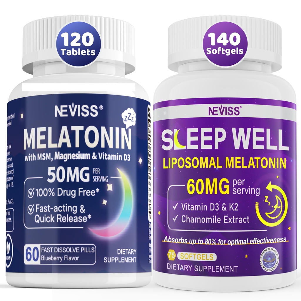 NEVISS Melatonin 50 mg Fast Dissolve Tablets + Melatonin 60mg Softgel