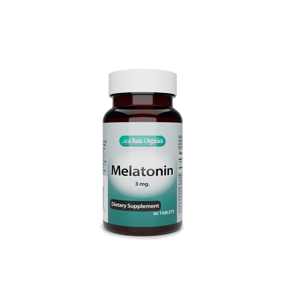 Basic Organics Melatonin 3 mg Tablets - 60 ct, Pack of 3