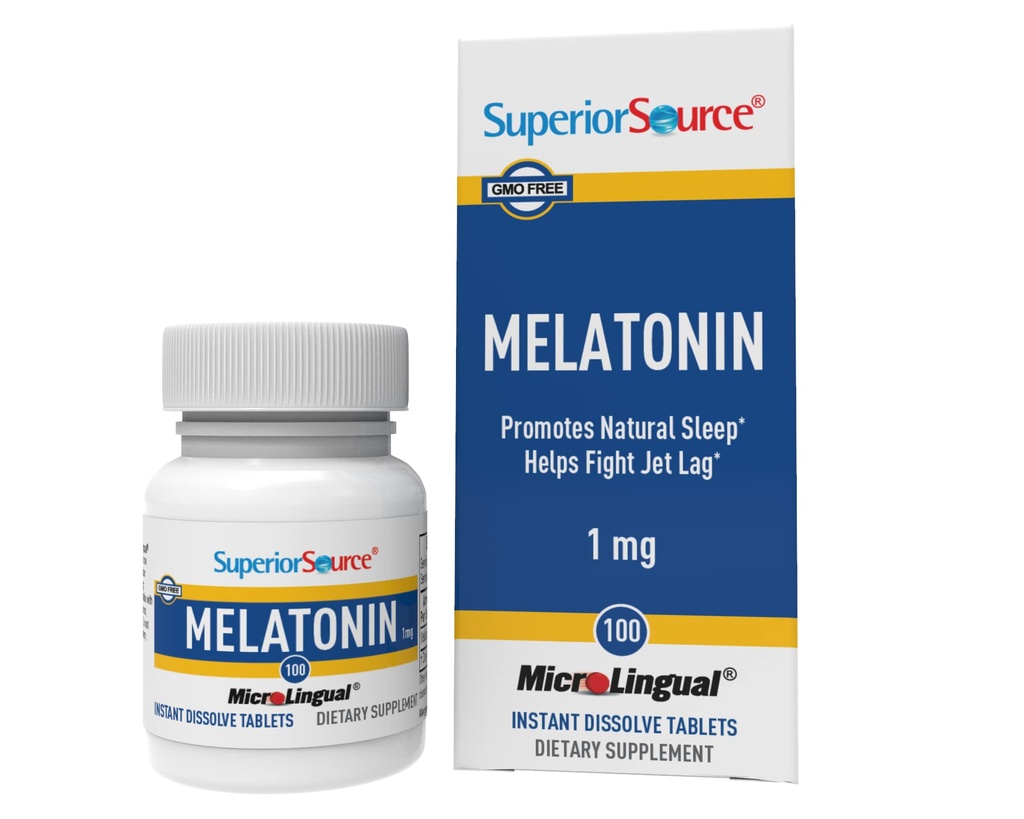 Superior Source Melatonin MicroLingual Tablets Bundle - 3mg 60Ct and 1mg 100Ct with Chamomile