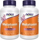 NOW Foods Supplements,Melatonin 5 mg,Free Radical Scavenger*,Healthy Sleep Cycle*,180 Count (Pack of 2)