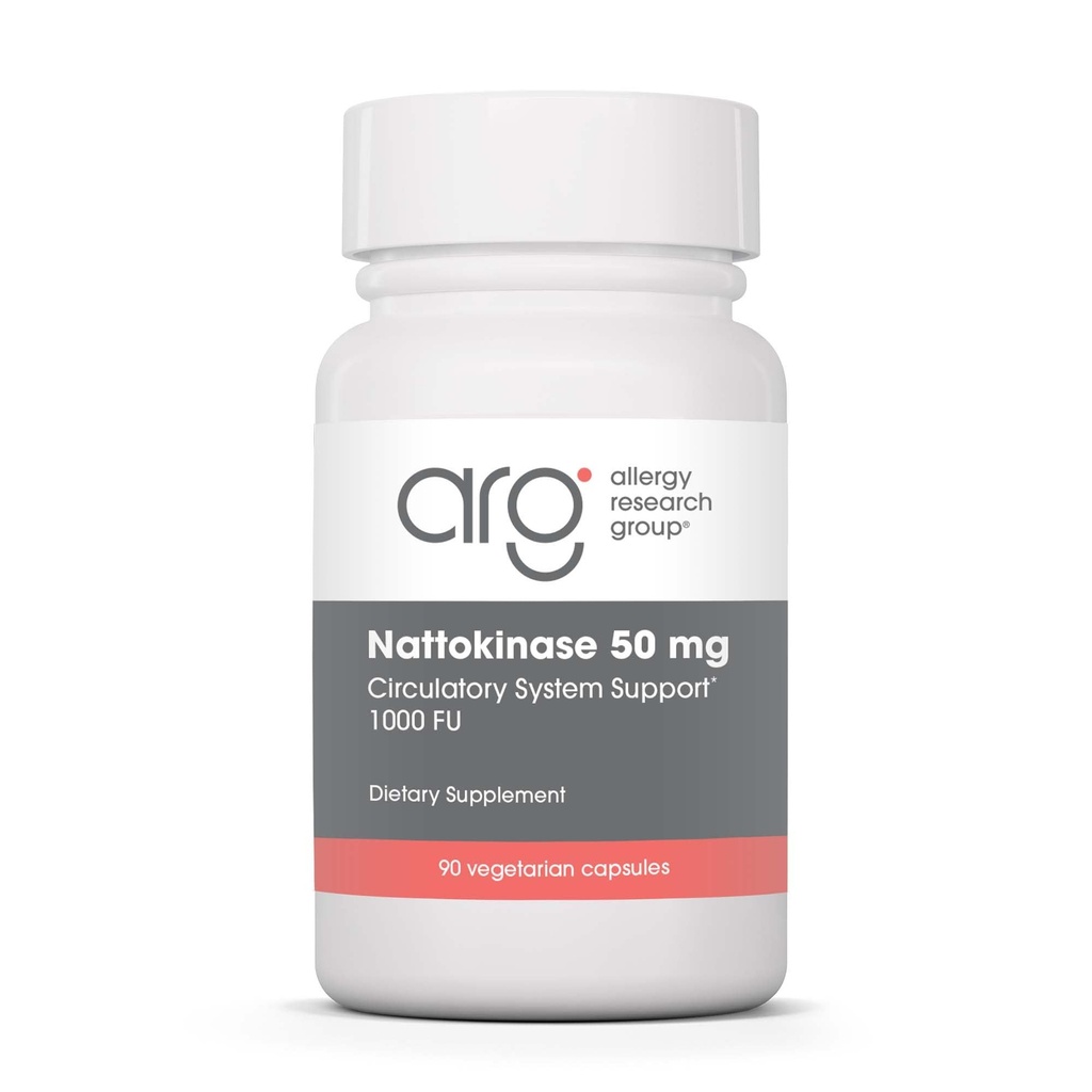 Allergy Research Group ARG Nattokinase 50 mg - Supplement to Support Healthy Circulation - Delivers 50 mg Nattokinase NSK-SD from Fermented Soybeans per Serving - 45 Servings - 90 Capsules
