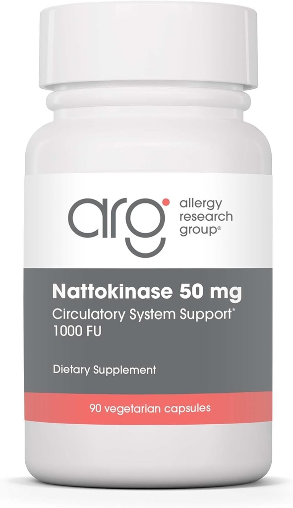 Allergy Research Group Nattokinase 50mg Suplemento - Purified and Encapsulated Nattokinase, Derived from Natto, Vegetarian Capsules - 90 Conde