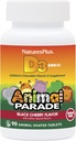 Natures Plus Animal Parade Vitamina D3-500 IU para niños sin azúcar - Black Cherry Flavor - 90 Chewable Animal Shaped Tablets - Bone Health & Immune System Support - 90 Servings