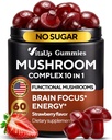 VitaUp Mushroom Supplement - USA Made Mushroom Gummies - Mushroom Complex with Lions Mane, Cordyceps, Turkey Tail, Reishi, Shiitake for Cognitive & Immune Support - 60 Count