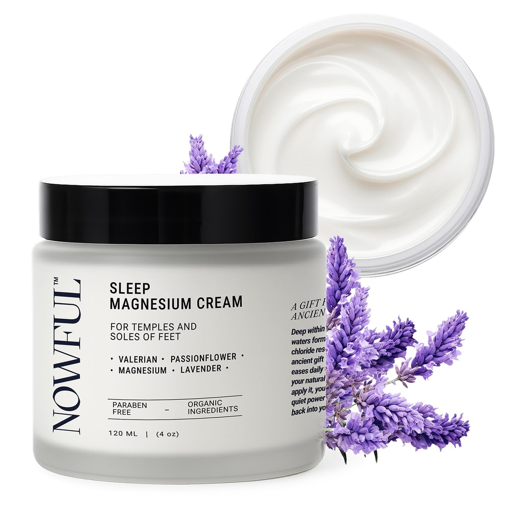 Sleep Aid Magnesium Cream - Valerian Root & Passionflower for Calm - Natural Night Balm for Anxiety & Restful Sleep - With Lavender Oil for Calm Before Bed and Evening Relaxation