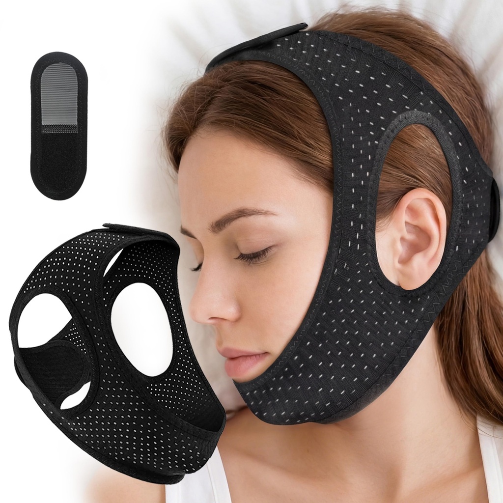 Chin Strap for Sleeping, Effective Anti Snoring Devices, Airflow Jaw Strap for Sleep Apnea Breathable and Comfortable, Adjustable Anti Snoring Chin Strap AABB