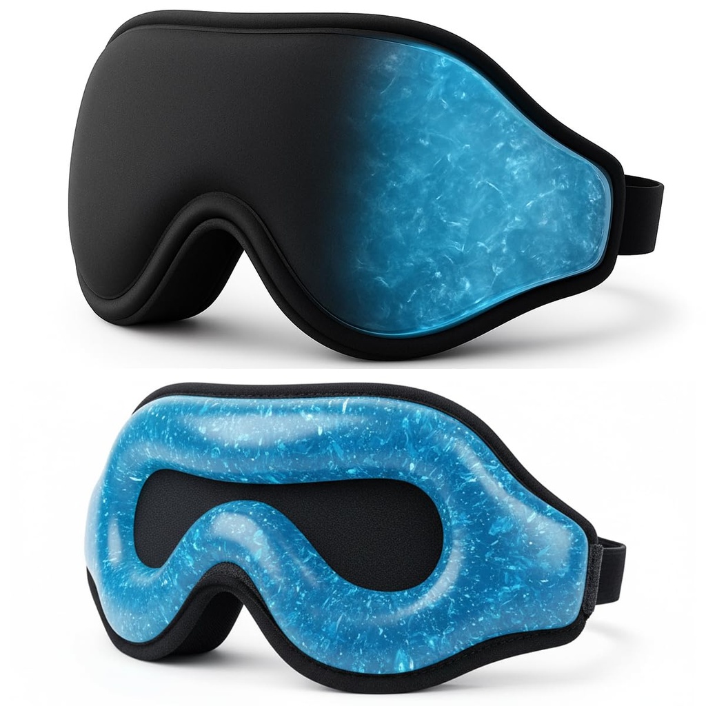 3D Zero-Pressure Sleep Mask with Cooling Gel | 100% Blackout Eye Cover for Puffy Eyes, Migraines & Dry Eyes | Hot & Cold Therapy for Deep Sleep & Relaxation