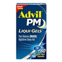 Advil PM Liqui-Gels Pain Reliever and Nighttime Sleep Aid, Pain Medicine with Ibuprofen for Pain Relief and Diphenhydramine HCL for a Sleep Aid - 80 Liquid Filled Capsules - Back to College