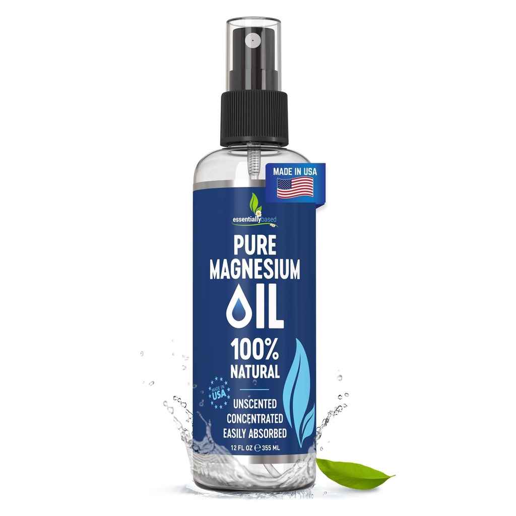 Pure Magnesium Oil Spray 12oz - Topical Magnesium Spray for Sleep & Feet - Extra Strength - USP Grade - 100% Natural and Organic Oil for Muscle Pain & Cramps - Less Sting - Less Itch - Made in USA