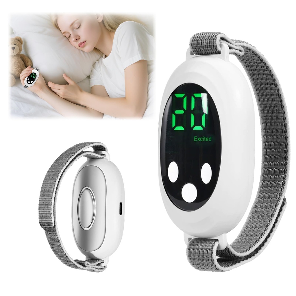 Handheld Sleep Aid Device, Portable Anxiety Insomnia Relief Device Improve Sleep, USB Rechargeable & 20 Intensity Levels, White