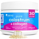 Zena Nutrition Pure Bovine Colostrum & Collagen Powder Supplement for Gut Health, Immune Support, Digestion, Hair, Skin & Nails, Unflavored, Gluten & Sugar Free, 30 Servings