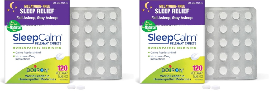 Boiron SleepCalm Tablets Sleep Aid for Deep,Relaxing,Restful Nighttime Sleep - Melatonin-Free and Non Habit-Forming -,120 Count (Pack of 2)