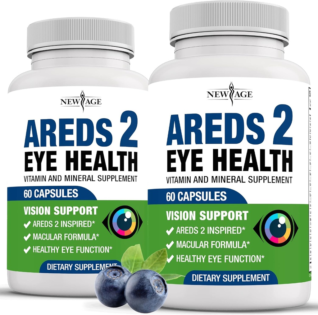NEW AGE AREDS 2 Eye Vitamin Contiene Bilberry 6000mg Lutein (32mg), semillas de uva (6000 mg), Eyebright (1000 mg) y Zeaxanthin (8 mg) - 120 Conde