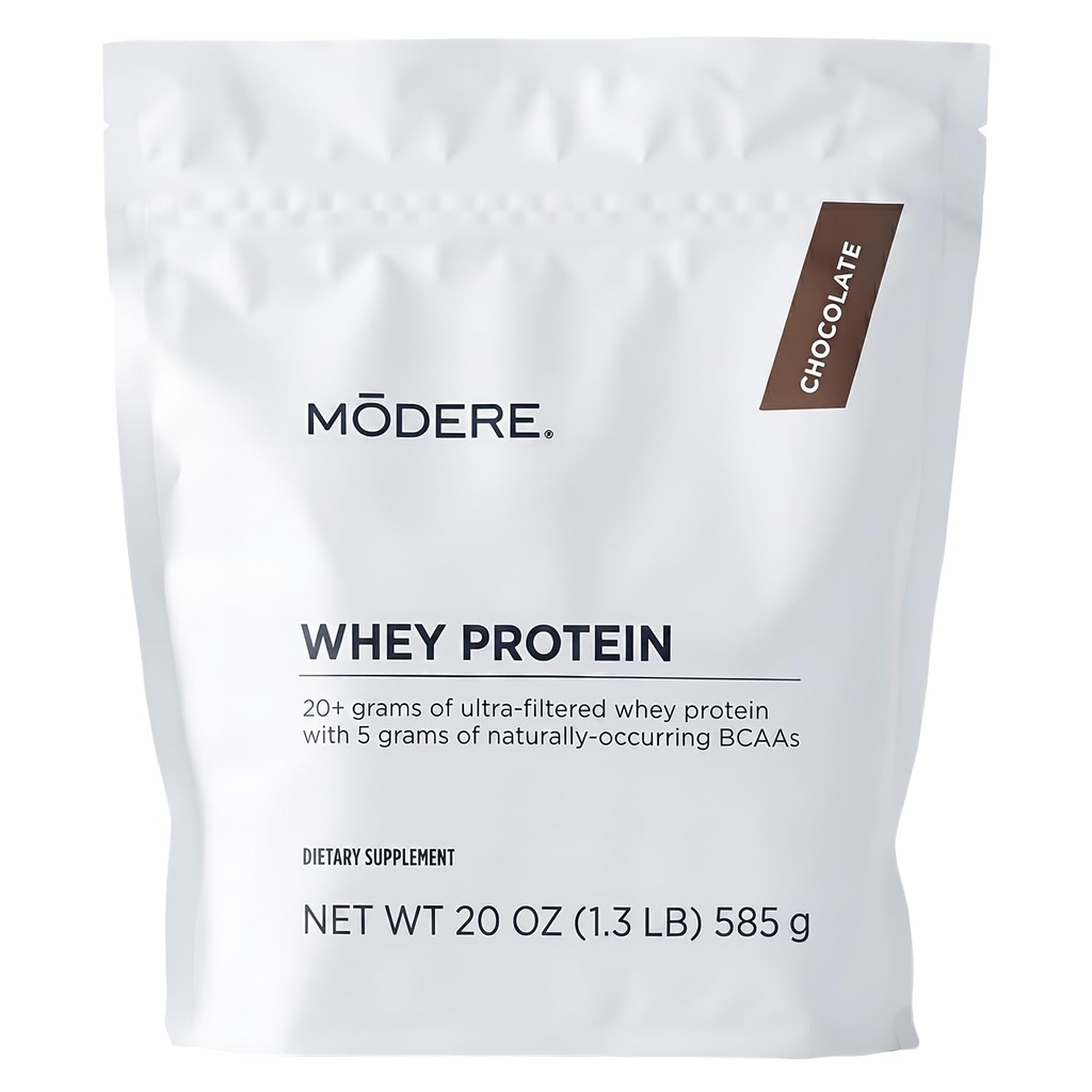 Modere Pure Chocolate Whey Protein Powder: Rich Chocolate Flavor, Easy to Mix Daily Protein Formula for Shakes and Smoothies Container - 585 g