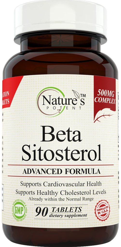 Nature's Potent Beta Sitosterol 500 Mg, Supplement for Prostate Support & Healthy Cholesterol Levels, 90 (Capsules)