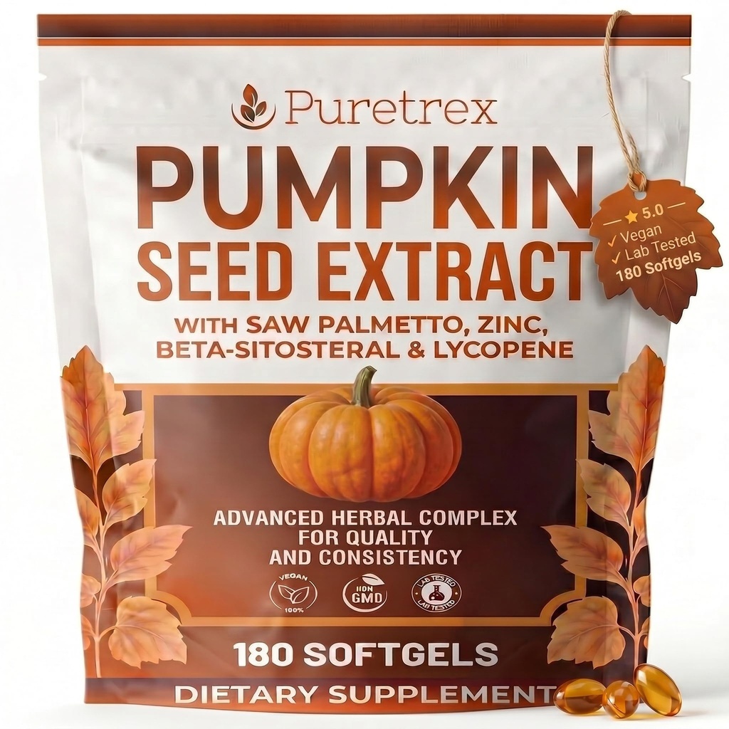 Pumpkin Seed Oil with Saw Palmetto, Beta-Sitosterol, Zinc & BioPerine® – 180 Vegan Softgels | Prostate & Hair Growth Support | DHT Blocker | Urinary & Bladder Health | Cold-Pressed