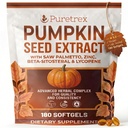 Pumpkin Seed Oil with Saw Palmetto, Beta-Sitosterol, Zinc & BioPerine® – 180 Vegan Softgels | Prostate & Hair Growth Support | DHT Blocker | Urinary & Bladder Health | Cold-Pressed