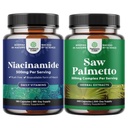 Bundle of Pure Vitamin B3 Niacinamide 500mg Capsules for Skin Health Detox & NAD Production Support and Saw Palmetto for Men with Beta Sitosterol - Saw Palmetto for Bladder Control & Prostate Support