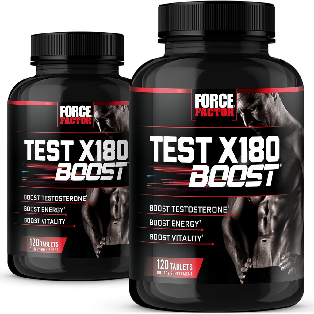Prueba de Factor de Fuerza X180 Boost, 2-Pack, Booster de Testosterona y Suplemento de Energía para Hombres, Energía Boost, Aumento de la resistencia y mejora de la vitalidad, con D-Aspartic Acid y Fenugreek, 240 Tablets