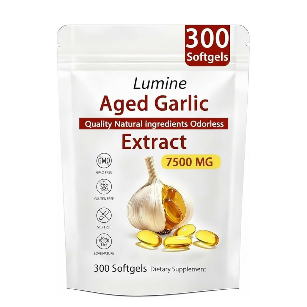 LUMINE Aged Garlic Extract Odorless - - Lemeli Aged Garlic Extract 300 Softgels | Organic, Non-GMO, Gluten-Free | Supports Immune Health