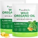 Aceite de Oregano Softgels 6000mg, 2 en 1 Formulado con Aceite de Semilla Negra 200mg, Immune Support, Oregano Oil Capsules Orgánico, Suplemento de Defensa Natural, No GMO, Fácil de Tragar, 240 Softgels