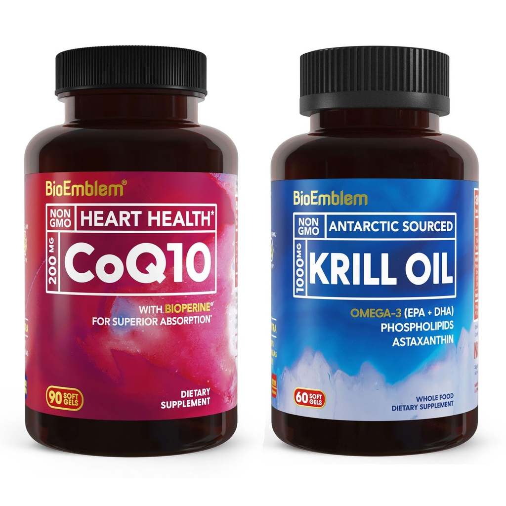 BioEmblem Antarctic Krill Oil Supplement and CoQ10 with BioPerine