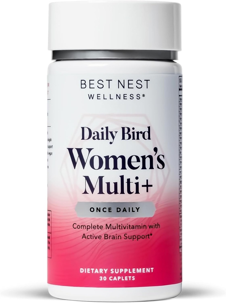 Best Nest Wellness Women's Multi Plus - Brain & Body Health Support Supplement - Gentle Iron Supplement for Energy Support - Methylated Vitamins - 30 cápsulas