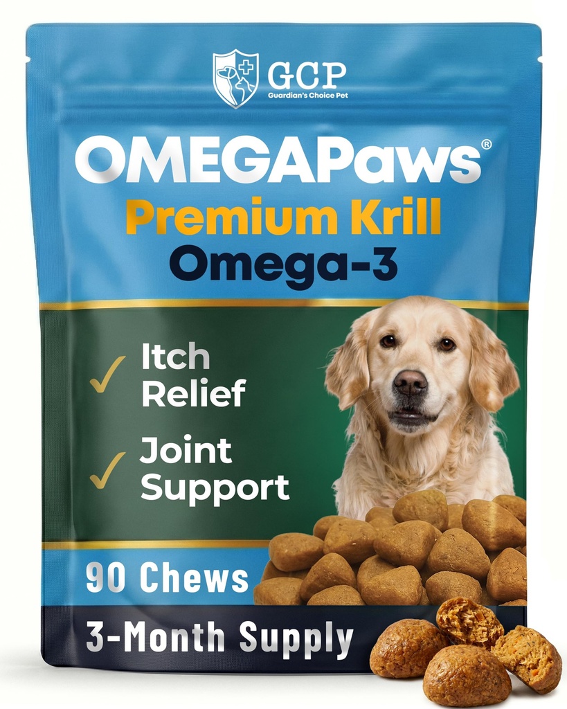 Omega 3 for Dogs – Dog Joint Support Soft Chews – Fish Oil Supplement for Dogs with EPA & DHA – Krill Oil Dog Chews – Supports Skin & Coat