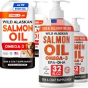 STRELLALAB Wild Alaskan Salmon Oil Bundle – Omega 3 for Skin, Coat, Itch & Shedding Relief + Hip & Joint Support – EPA & DHA Fatty Acids – 128 Fl Oz Liquid Total (4-Pack) – Made in USA