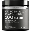 Toniiq Lactobacillus Rhamnosus – Ultra High Strength 100B CFU with Prebiotic FOS – Delayed Release Capsules – Third-Party Lab Tested – 60 Capsules